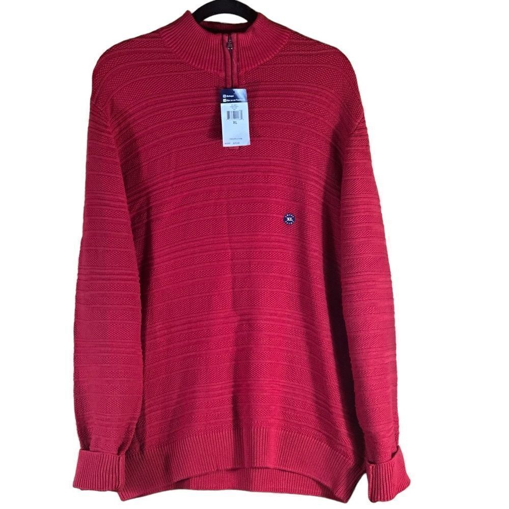 Chaps‎ 1/4 Zip Up Long Sleeve Red Sweater Size XL NWT 📦